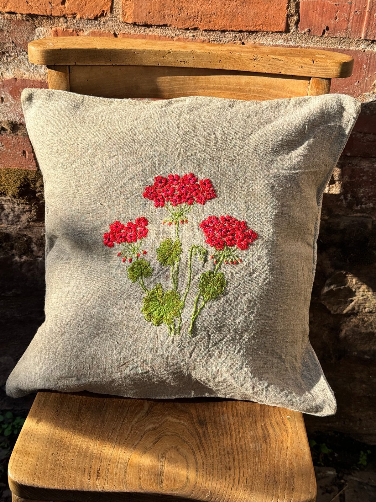 Hand embroidered cushion cover by my mum