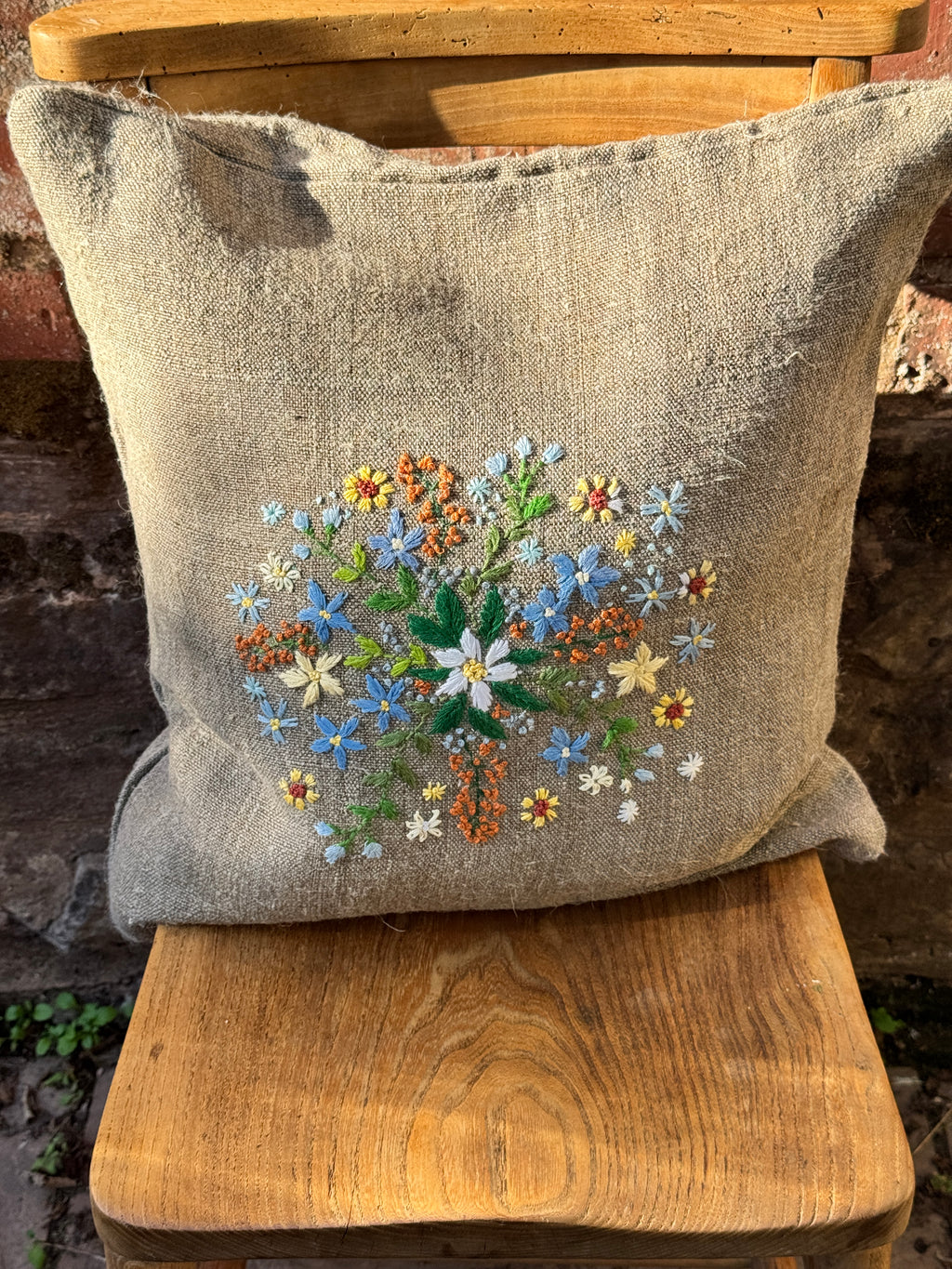 Hand embroidered cushion cover by my mum