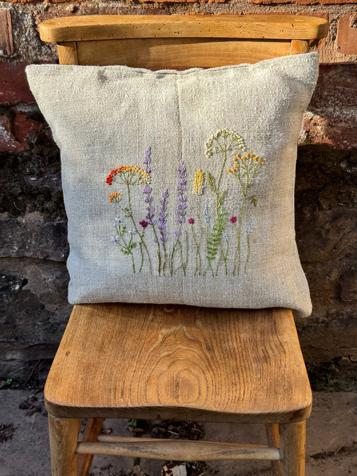 Hand embroidered cushion cover by my mum