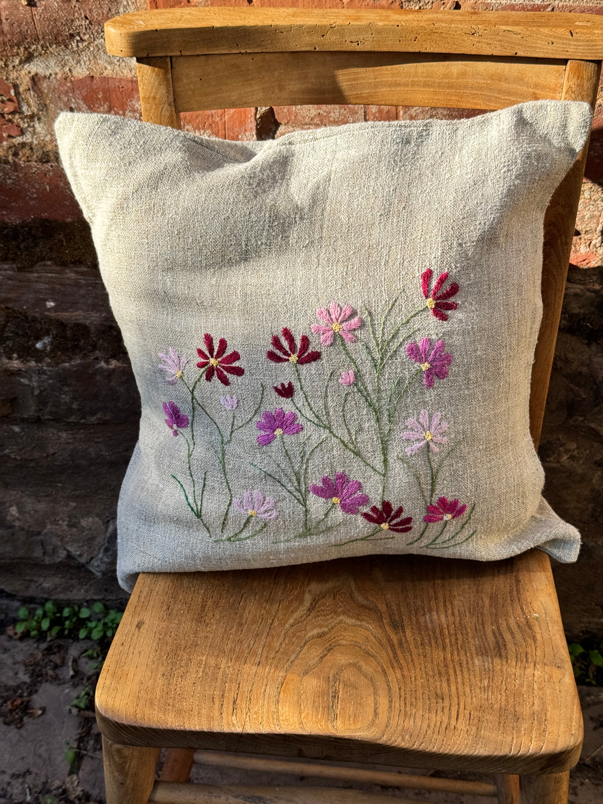 Hand embroidered cushion cover by my mum