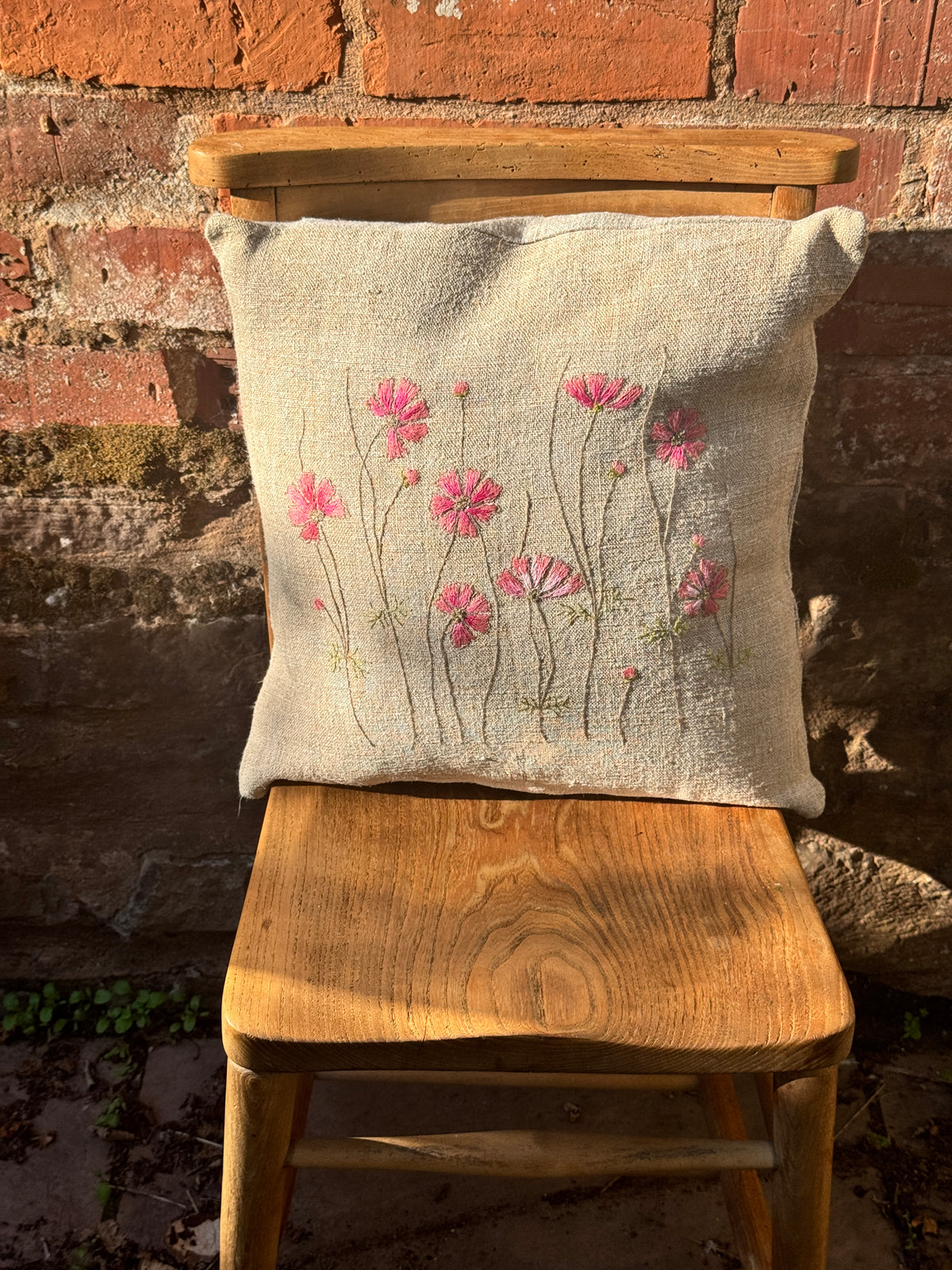 Hand embroidered cushion cover by my mum