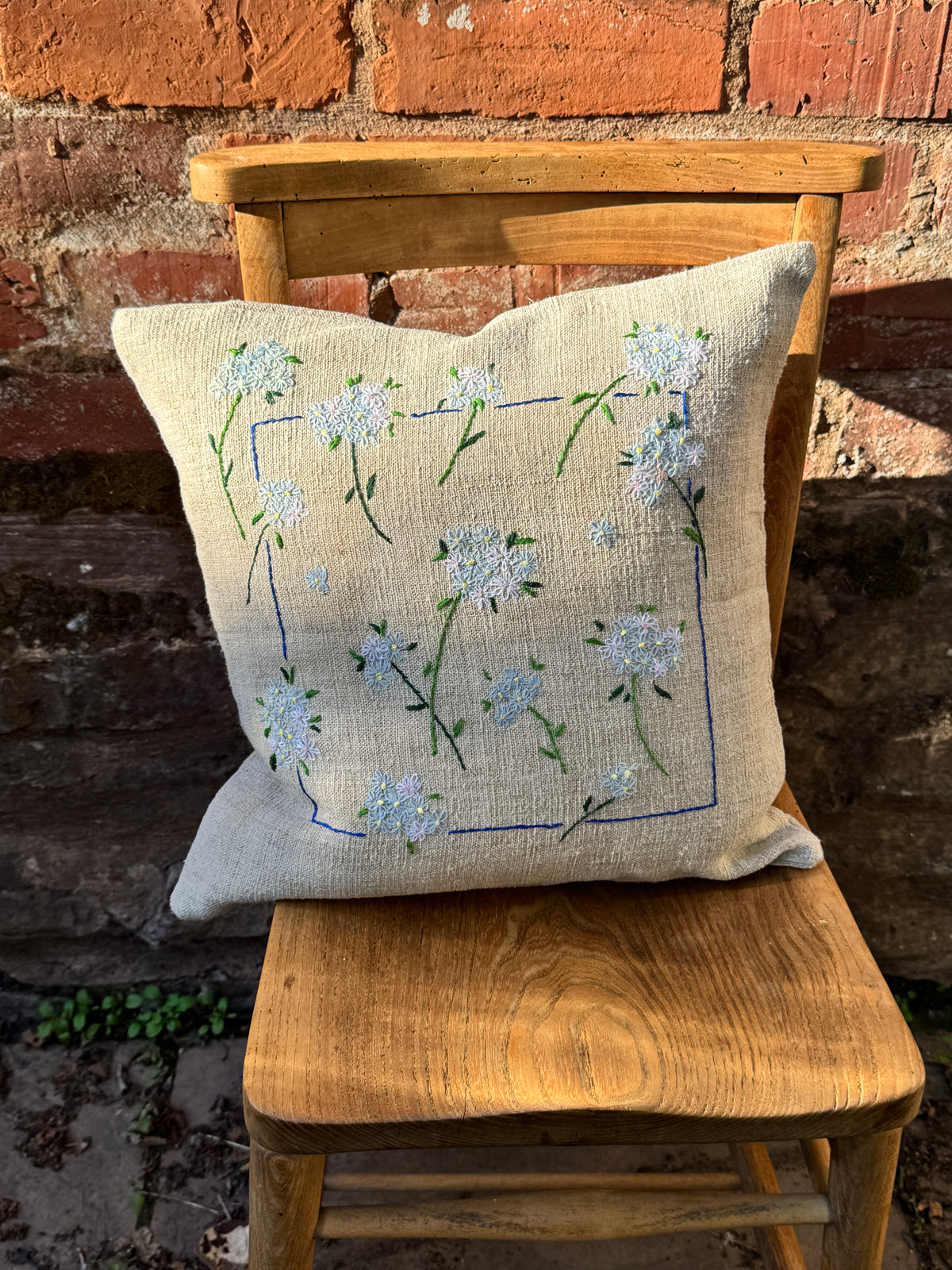 Hand embroidered cushion cover by my mum