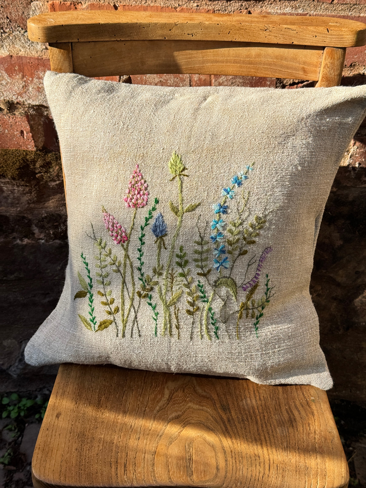 Hand embroidered cushion cover by my mum