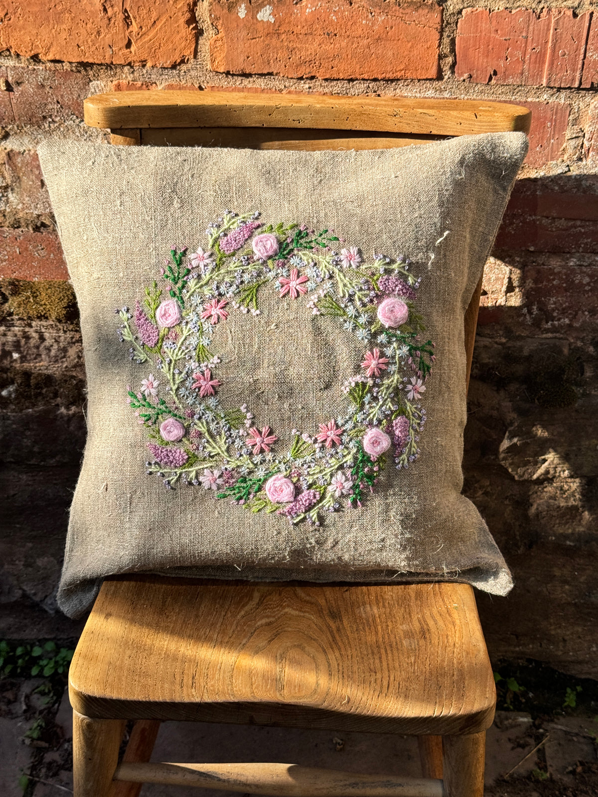 Hand embroidered cushion cover by my mum