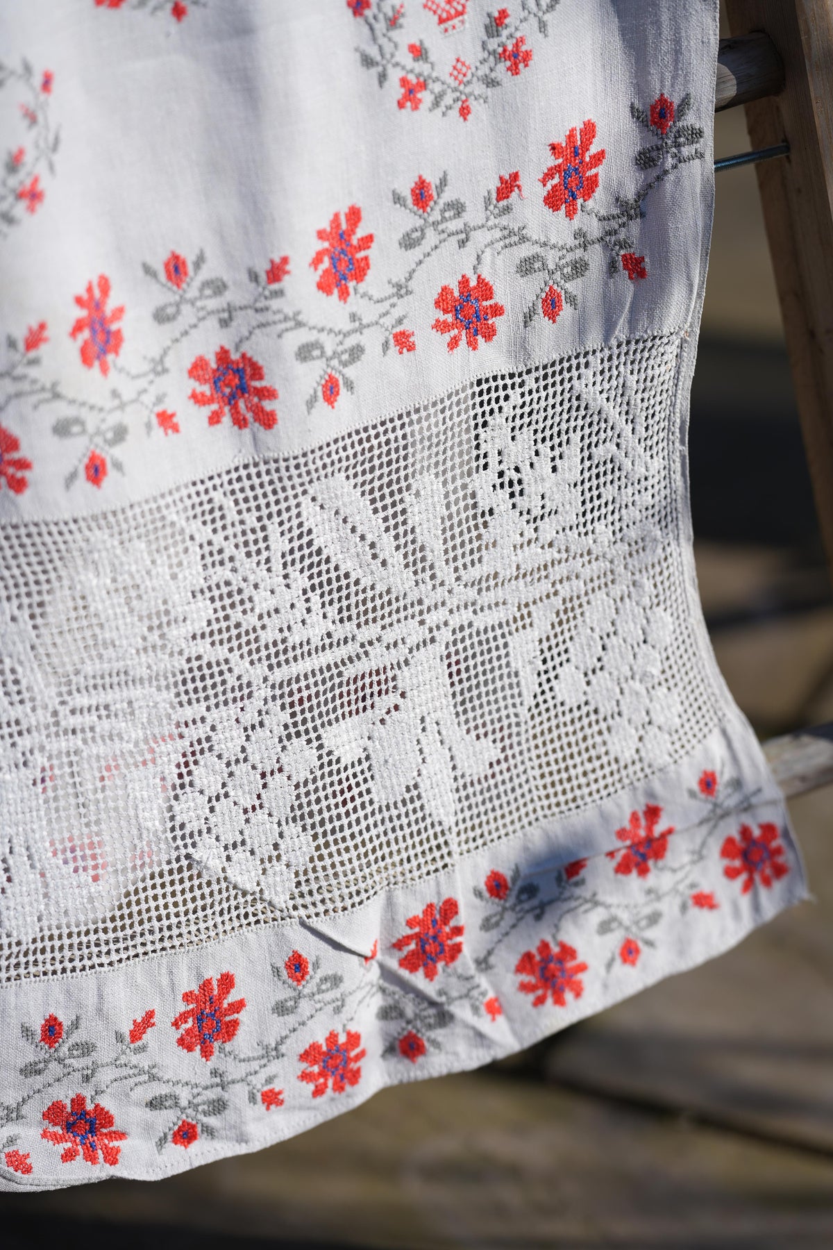 Vintage hand embroidered runner from Ukraine, view 2