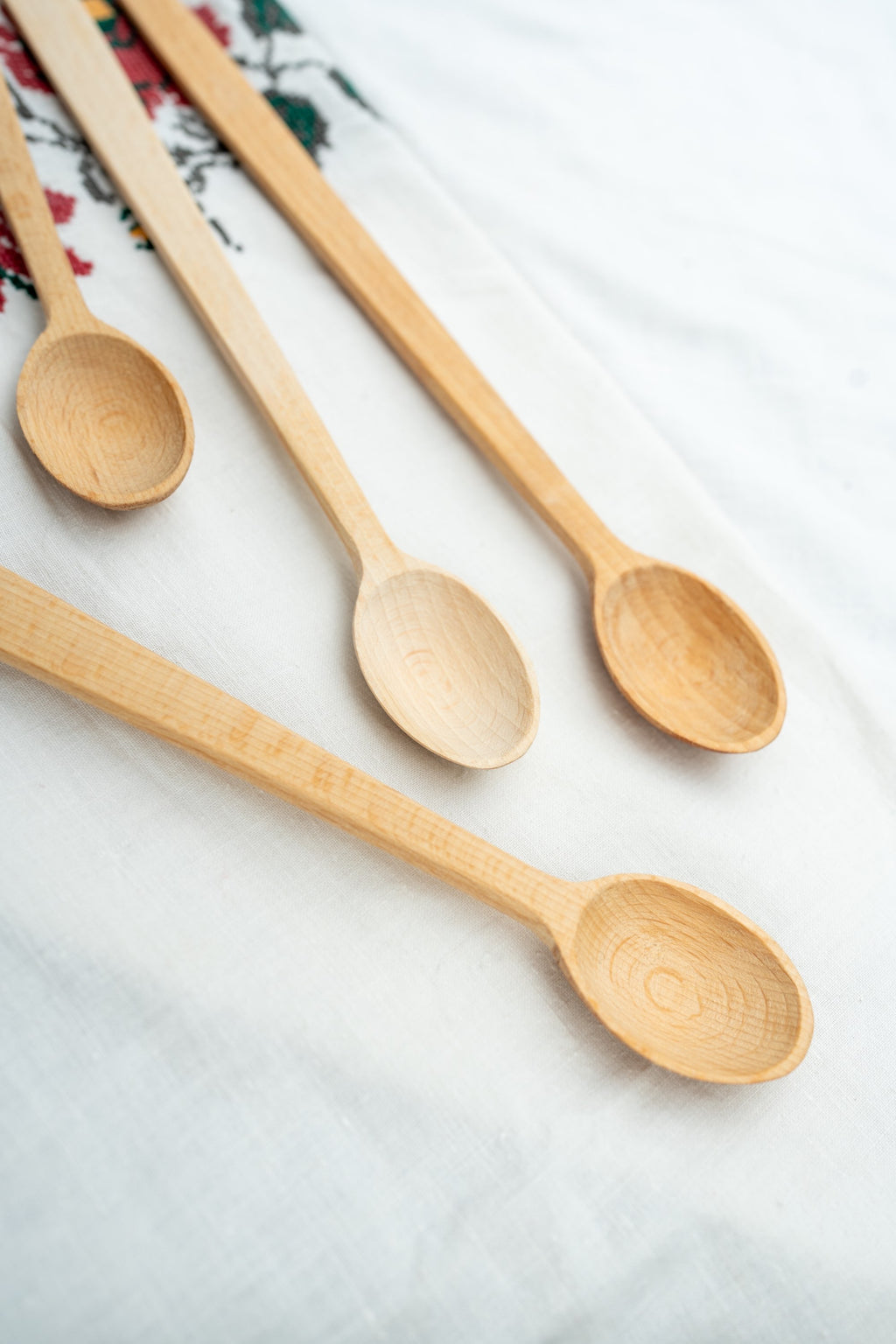Hand made spoon with long handle made from beech