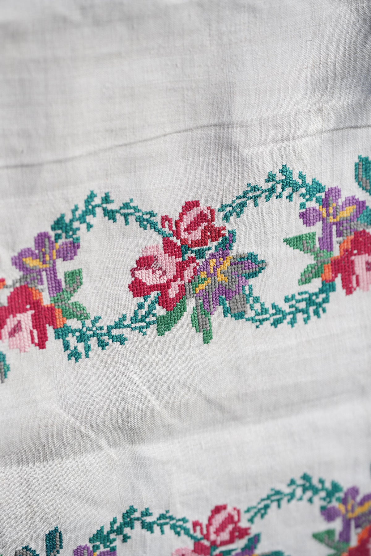 Vintage hand embroidered runner from Ukraine, view 2